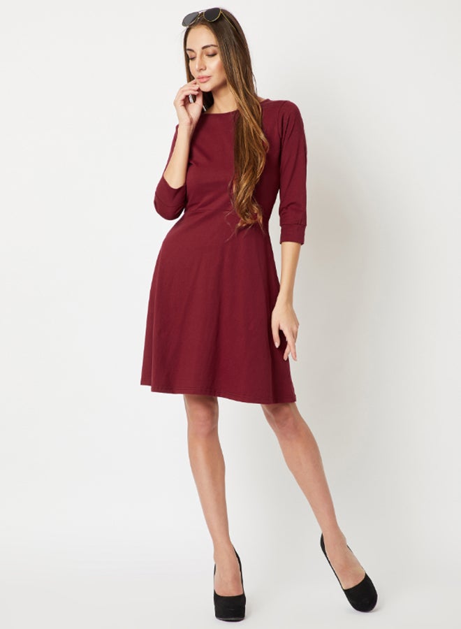 Miss Chase The Weekend Skater Dress Maroon/Red  - Image 4