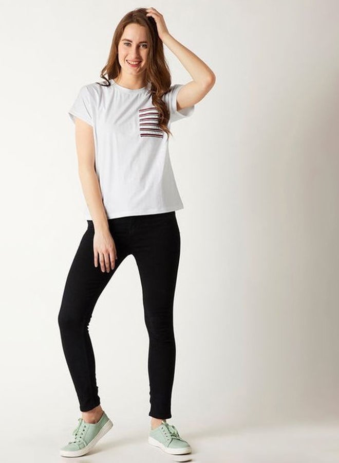 Miss Chase Secret Crush Twill Pocket T-Shirt White  - Image 3