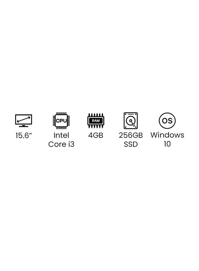 15-dw3018nx Laptop With 15.6 Inch Display, Intel Core i3 Processor/4GB RAM/256GB SSD/Windows 10/ Intel UHD Graphics Card Chalkboard English/Arabic Chalkboard Grey