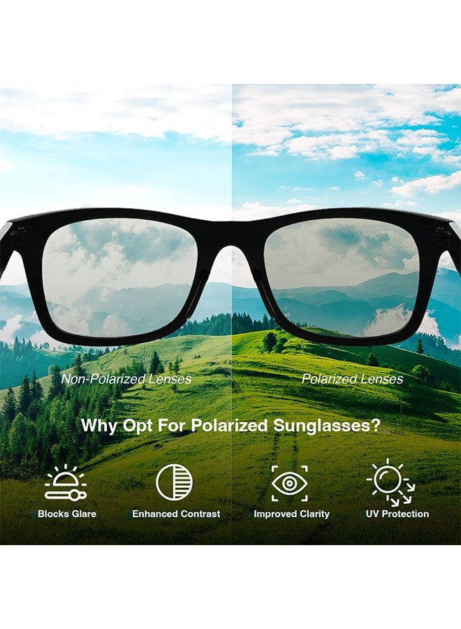 John Jacobs - Full Rim Polarized Wayfarer Sunglasses For Men & Women - 52mm - Black - Image 1