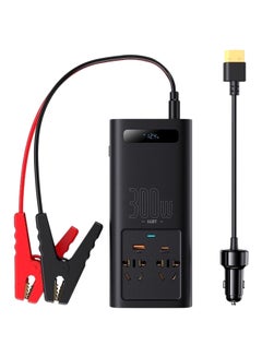 IGBT Technology Power Inverter 300W Type-C USB AC Socket Car Charger (220V US/EU) High Power Multi-function Inverter with Cooling Fan for Camping/Self-driving Trip Black