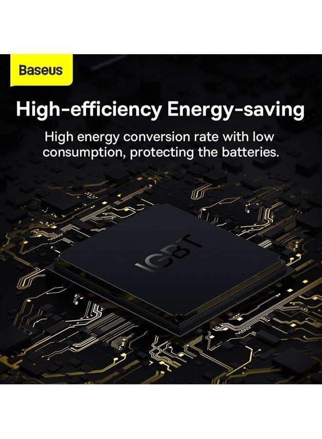 Baseus - IGBT Technology Power Inverter 300W Type-C USB AC Socket Car Charger (220V US/EU) High Power Multi-function Inverter with Cooling Fan for Camping/Self-driving Trip Black - Image 1