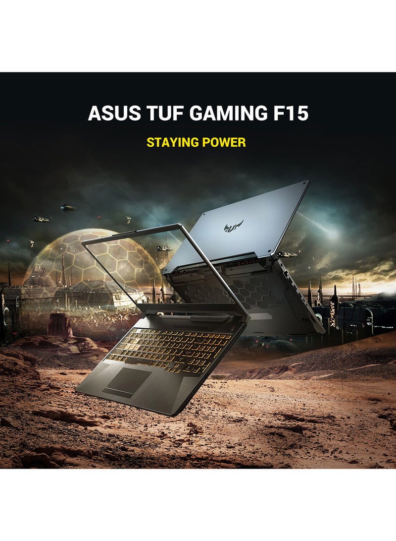 ASUS - TUF Gaming F15 FX506LHB-HN323W Laptop With 15.6-Inch FHD Display, Core i5-10300H Processor / 8GB RAM / 512GB SSD / 4GB NVIDIA GeForce GTX 1650 Graphics / HD Webcam / RGB-Backlit /  Bonfire   Windows 11 English/Arabic Bonfire Black - Image 1