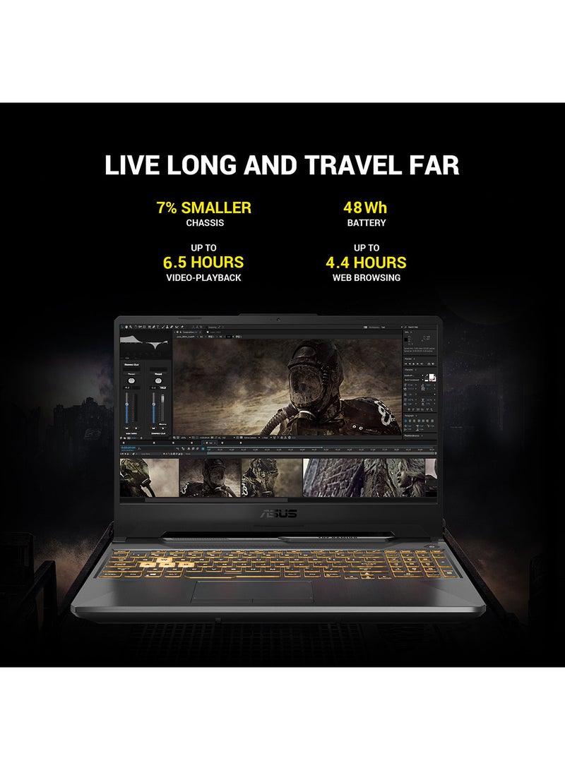 ASUS - TUF Gaming F15 FX506LHB-HN323W Laptop With 15.6-Inch FHD Display, Core i5-10300H Processor / 8GB RAM / 512GB SSD / 4GB NVIDIA GeForce GTX 1650 Graphics / HD Webcam / RGB-Backlit /  Bonfire   Windows 11 English/Arabic Bonfire Black - Image 1