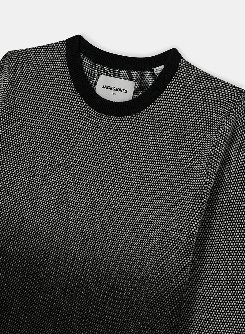 JACK & JONES JCOFARO KNIT CREW NECK Black(C-N10)