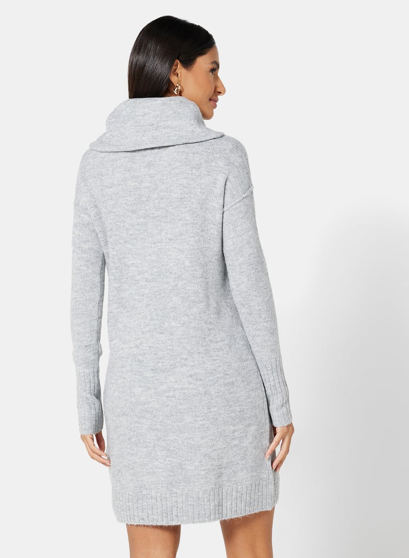 VERO MODA - Cowl Neck Dress Grey - Image 1