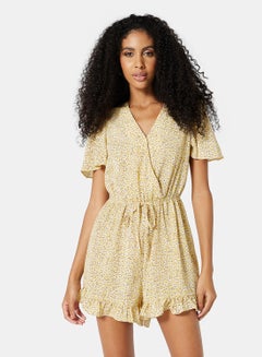 Floral Print Playsuit Yellow
