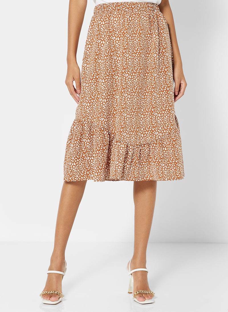 LABEL RAIL - Leopard Print Skirt Brown - Image 1