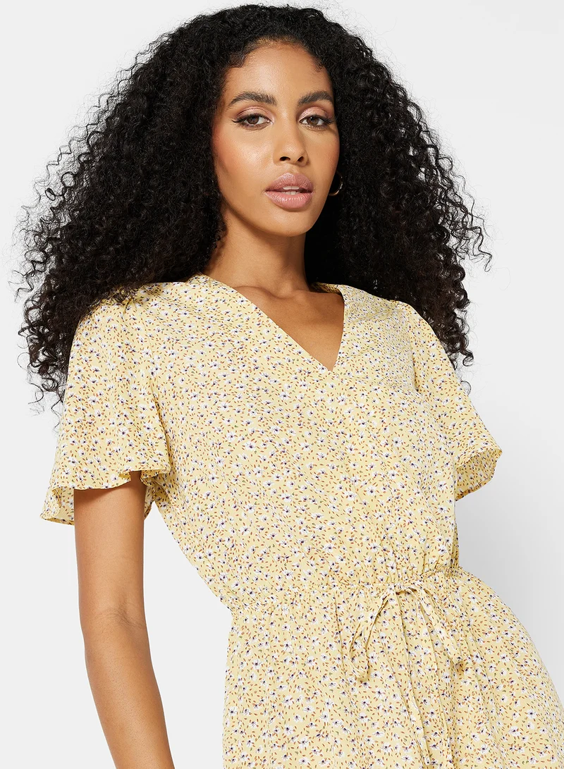 LABEL RAIL Floral Print Playsuit Yellow