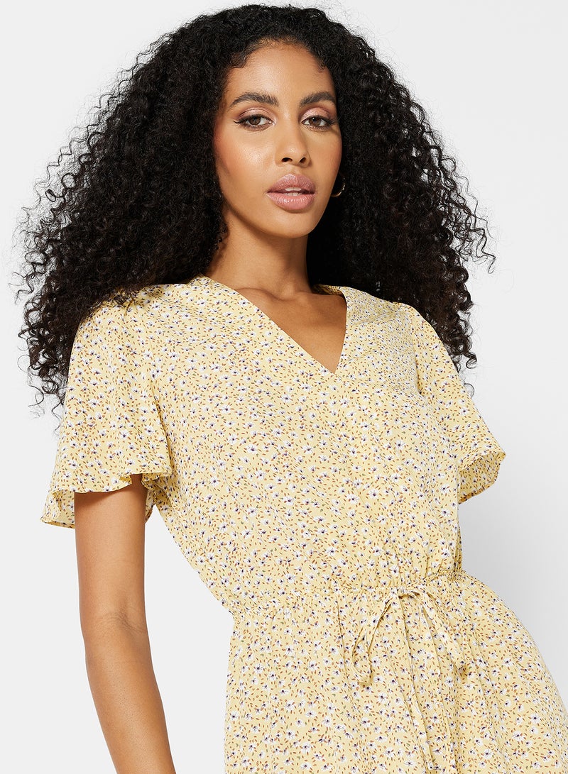 LABEL RAIL - Floral Print Playsuit Yellow - Image 1