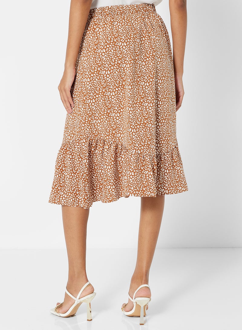 LABEL RAIL - Leopard Print Skirt Brown - Image 1