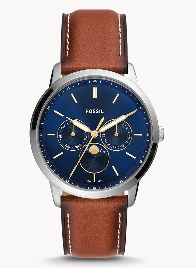 فوسيل ساعة يد نيوترا مينيمالست أنالوج جلدية FS5903 - 42 ملم - بني - Image 1