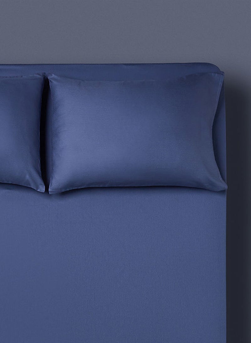 Noon East - Fitted Bedsheet Set Queen Size 100% Cotton Luxury Premium Quality 300 TC Everyday Use Breathable And Soft, With 1 Bed Sheet 200X200 Cm + 25cm And 2 Pillow Cases 50X75 Cm - Cadet Blue Cadet Blue Queen - Image 1
