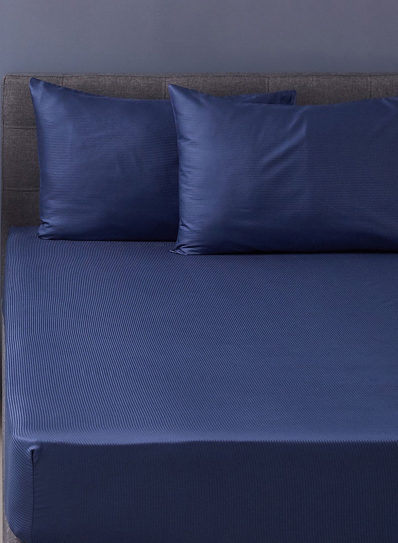 Noon East - Fitted Bedsheet Set Queen Size 100% Cotton Luxury Premium Quality 300 TC Everyday Use Breathable And Soft, With 1 Bed Sheet 200X200 Cm + 25cm And 2 Pillow Cases 50X75 Cm - Cadet Blue Cadet Blue Queen - Image 1