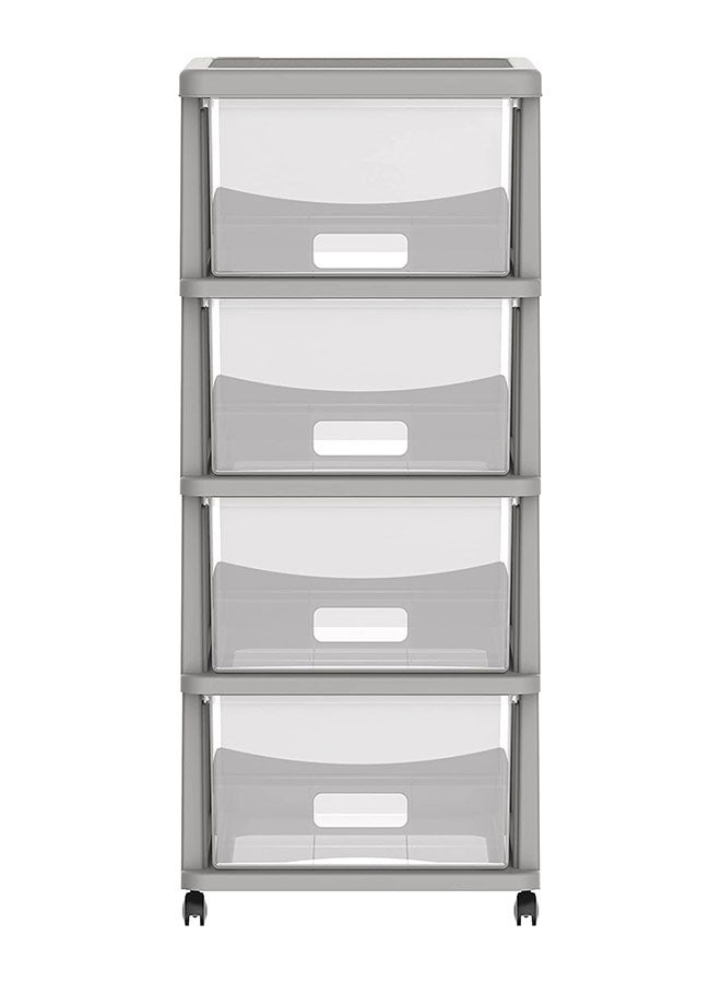 Cosmoplast Cedarattan 4 Tier Storage 92x50x40cm Cabinet with Wheels & Drawers(Grey) Curver Grey 92x50x40cm  - Image 4
