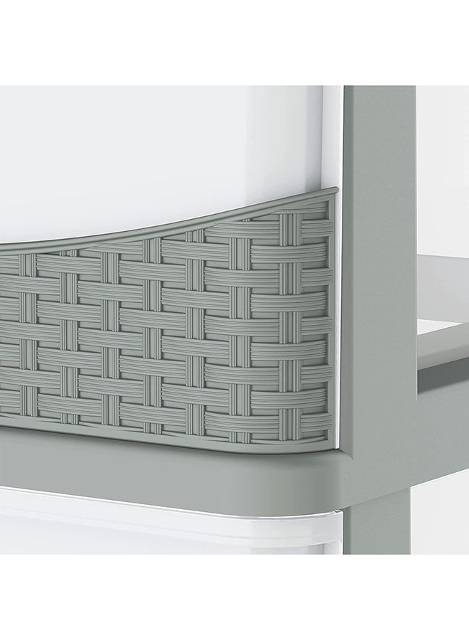 Cosmoplast - Cedarattan 4 Tier Storage 92x50x40cm Cabinet with Wheels & Drawers(Grey) Curver Grey 92x50x40cm - Image 1