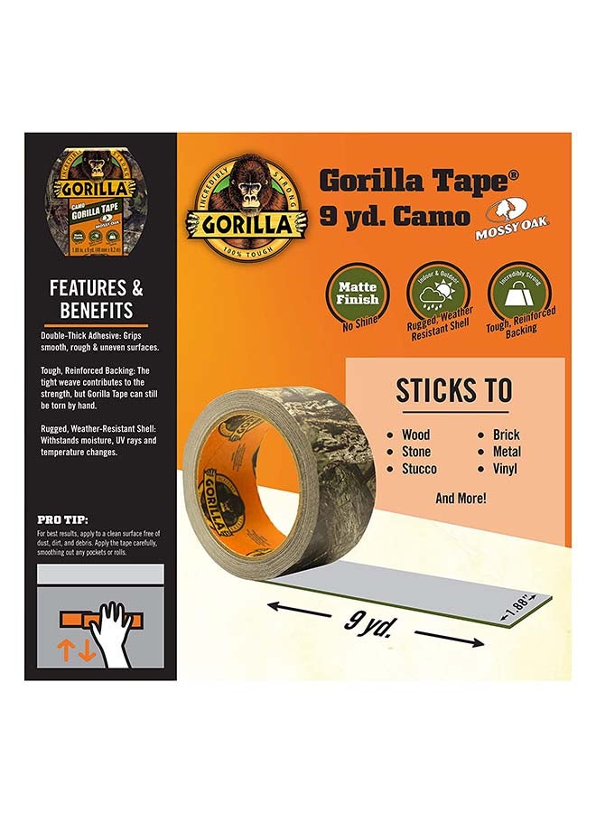 Gorilla Tape Camouflage, Heavy Duty Backing, UV & Water Resistant, Indoor & Outdoor, Matte Finish,  1.88 in x 9 yd, (Pack of 1) Mossy Oak Print  - Image 4