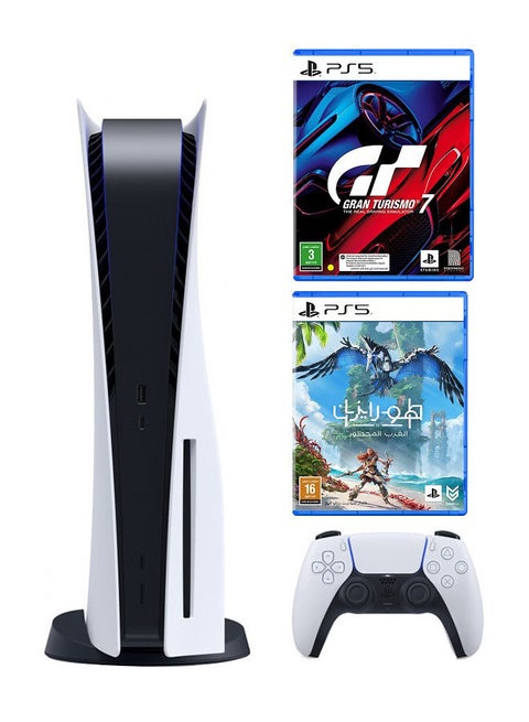 PlayStation 5 Console (Disc Version) With Gran Turismo 7 and Horizon Forbidden West