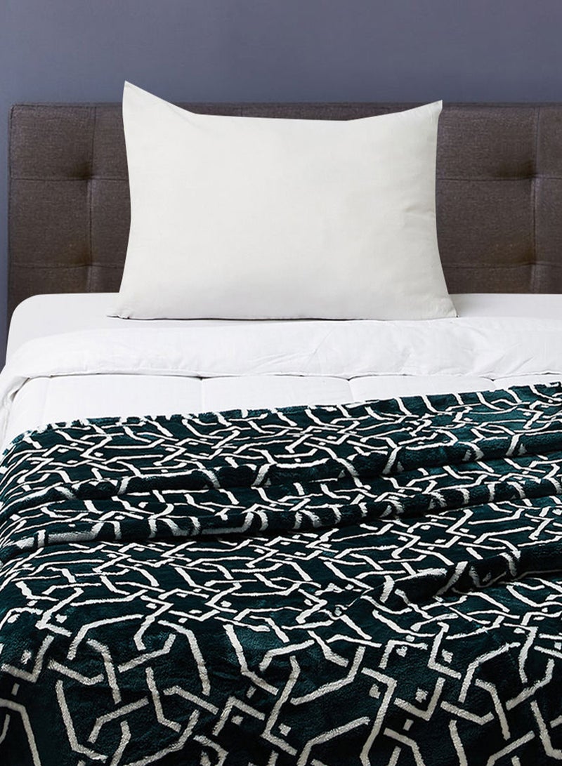 Noon East - Lightweight Summer Blanket Queen Size 440 GSM Printed Extra Soft Fleece All Season Blanket Bed And Sofa Throw Teal Lattice 150 x 200cm - Image 1