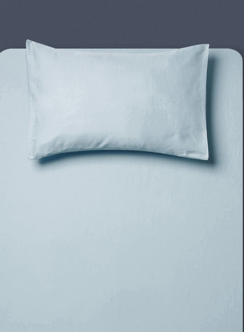 Noon East Fitted Sheet Set Made From 300 Thread Count 100% Cotton Bed Sheet With 2 Pillow Case 50x75 cm, Bed Linen For 150x200+25 cm Queen Size Mattress Mint Blue - Image 5