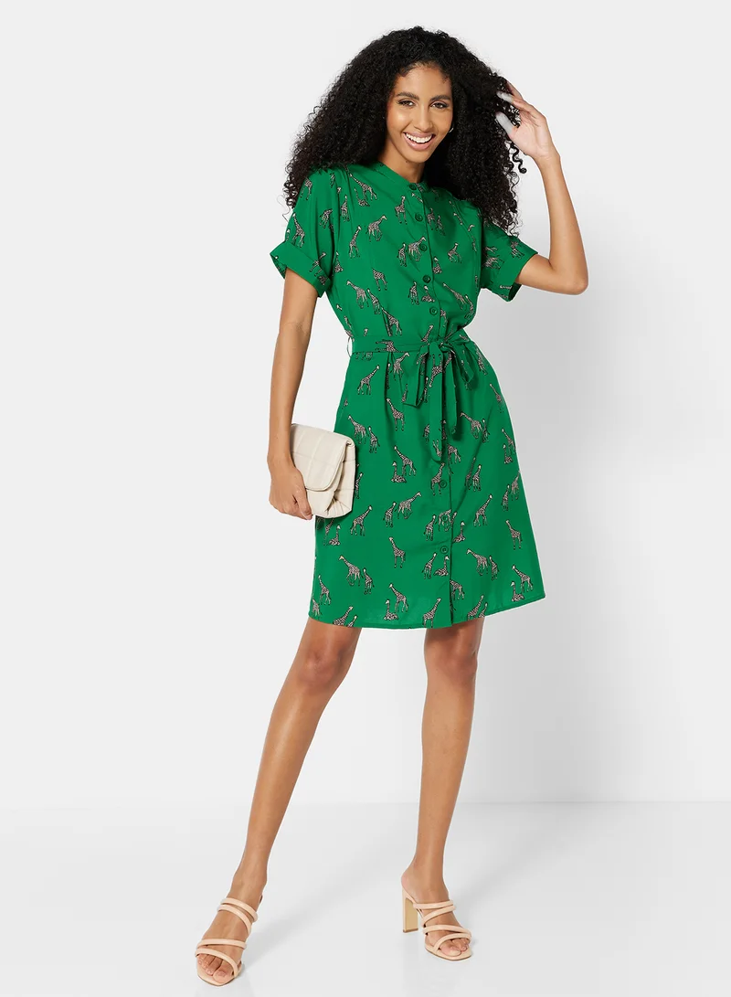 Yumi Floral Midi Dress Green