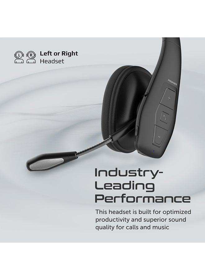 PROMATE Bluetooth Headset with Microphone Ergonomic Trucker Mono Wireless with Long Playtime Soft Earpad Multi-Device Connectivity and Built-In Controls for Home Office Engage-Pro Black  - Image 2