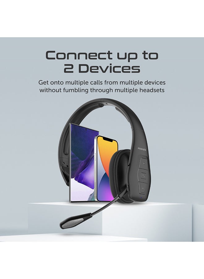PROMATE Bluetooth Headset with Microphone Ergonomic Trucker Mono Wireless with Long Playtime Soft Earpad Multi-Device Connectivity and Built-In Controls for Home Office Engage-Pro Black  - Image 3