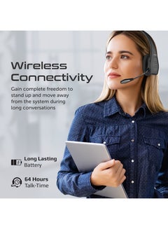 PROMATE Bluetooth Headset with Microphone Ergonomic Trucker Mono Wireless with Long Playtime Soft Earpad Multi-Device Connectivity and Built-In Controls for Home Office Engage-Pro Black  - Image 4