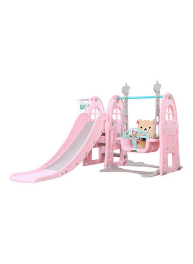 Rainbow Toys 3 In 1 Baby Swing Slide Set With Basketball Hoop Pink Color 208X145X120cm - Image 1