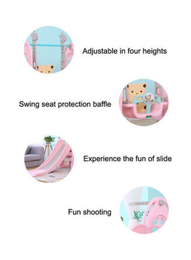 Rainbow Toys 3 In 1 Baby Swing Slide Set With Basketball Hoop Pink Color 208X145X120cm - Image 2