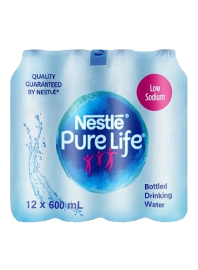 Nestle Pure Life, Low Sodium, Bottled Drinking Water 600ml Pack of 12 - Image 1