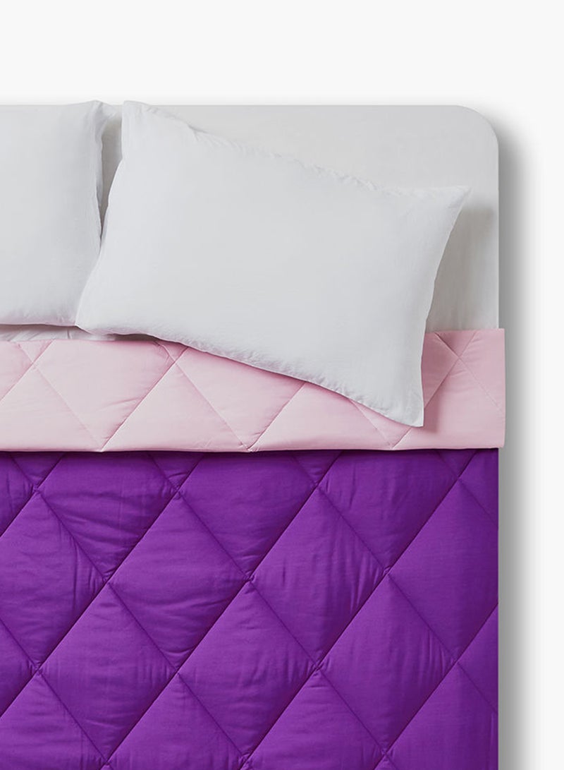 Amal - Comforter Queen Size All Season Everyday Use Bedding Set Extra Soft Microfiber Single Piece Reversible Comforter   Purple/Blush Polyester Purple/Blush - Image 1