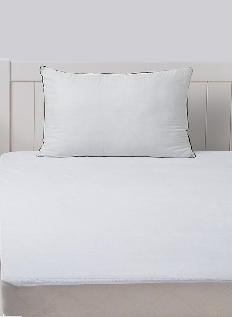 أمال غطاء واقٍ للمرتبة بتصميم مضاد للماء بنسبة 100٪ - مقاس كوين 140 × 200 سم - لون أبيض سادة بوليستر أبيض سادة Twin none - Image 4