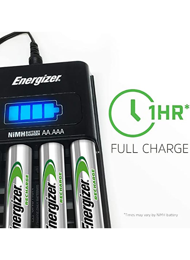 Energizer - Energizer Mini Battery Charger with 2 AA Rechargeable Batteries [Port- 2] Silver - Image 1