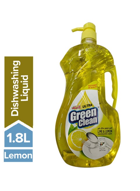 Green Clean Lemon Dish Washing Liquid Yellow 1.8Liters