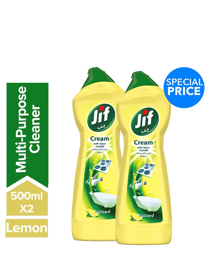 Jif - Cream Cleaner With Micro Crystals Technology Eliminates Grease Burnt food And Limescale Stains 500ml Pack of 2 - Image 1