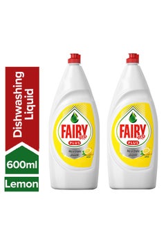 Fairy Lemon Dishwashing Liquid Soap With Alternative Power To Bleach Pack Of 2 600ml  - Image 1