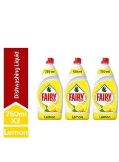 Fairy Lemon Dishwashing Liquid Soap 750ml Pack Of 3 750x3ml  - Image 1