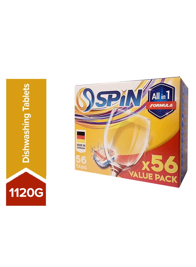 Spin - 56-Piece Dishwasher Tablets Orange 1120grams - Image 1