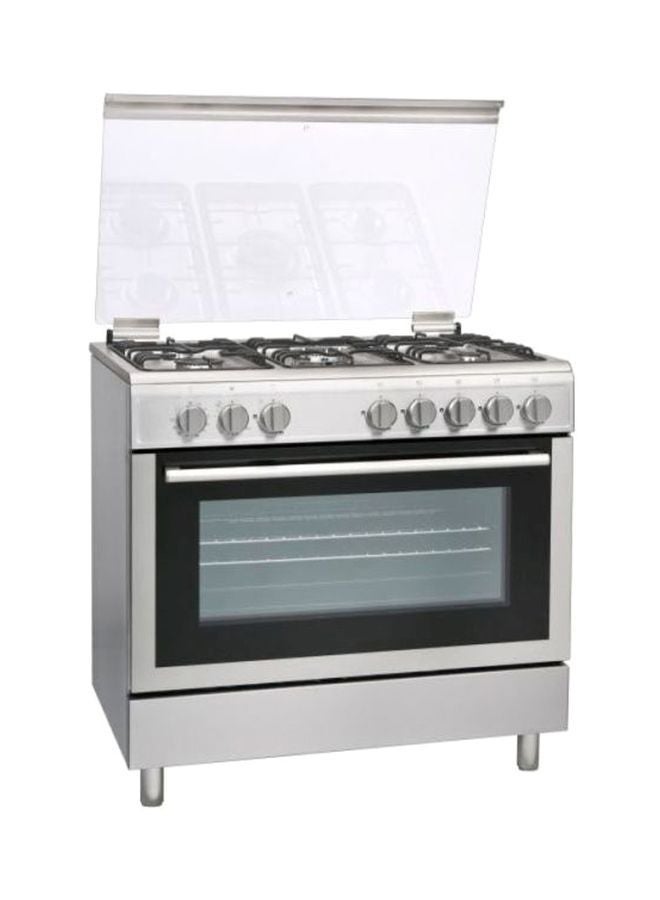HOOVER 5 Burner Gas Cooker,Oven And Grill With Rotisserie,Cast Iron Pan Support,Full Safety,1 year Warranty FGC9060-3D Black/Silver  - Image 1