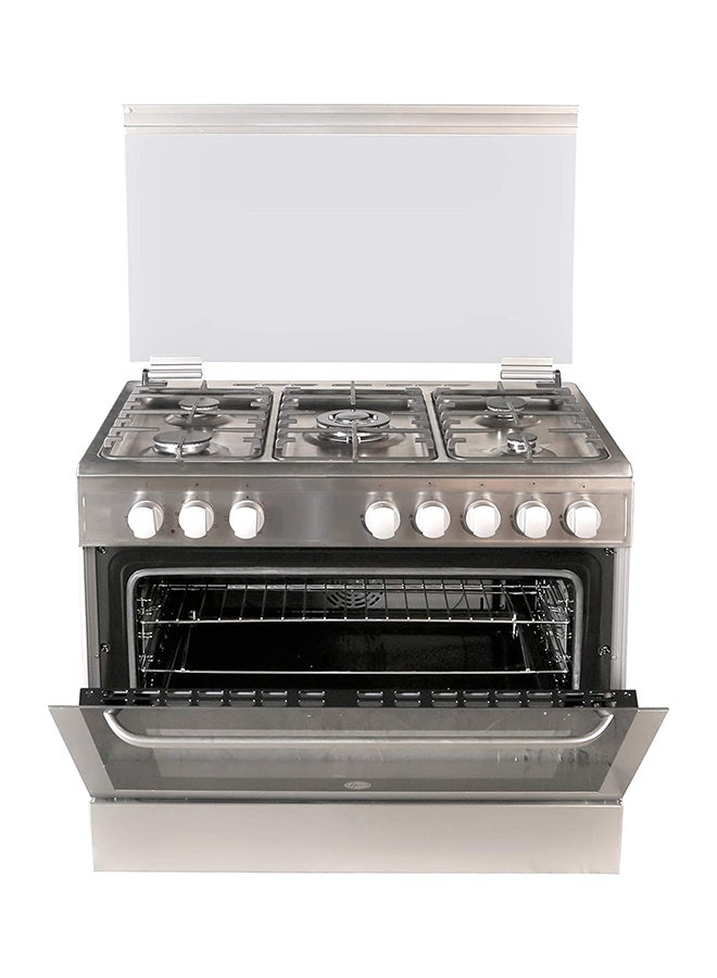 HOOVER 5 Burner Gas Cooker,Oven And Grill With Rotisserie,Cast Iron Pan Support,Full Safety,1 year Warranty FGC9060-3D Black/Silver  - Image 3