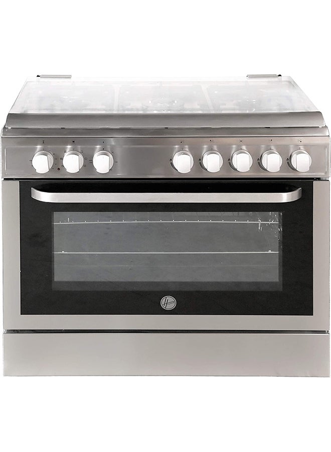 HOOVER 5 Burner Gas Cooker,Oven And Grill With Rotisserie,Cast Iron Pan Support,Full Safety,1 year Warranty FGC9060-3D Black/Silver  - Image 5