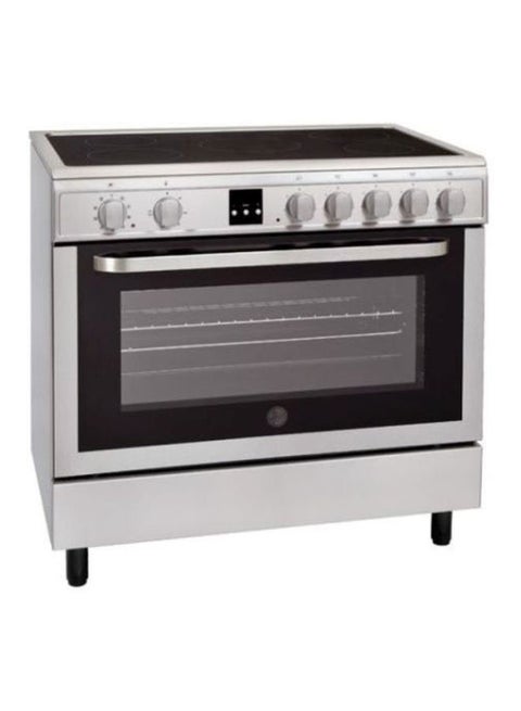 5 Cooking zones Vitroceramic Cooker 90 x 60 cm, Electric Multifunction Oven & Grill, Steel Finish, Made in Turkey, 1 year Warranty VCG9060 Black/Silver