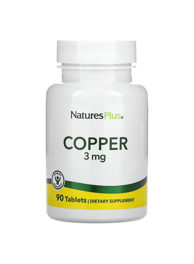 Nature's Plus - Copper 3 mg Dietary Supplement - 90 Tablets - Image 1
