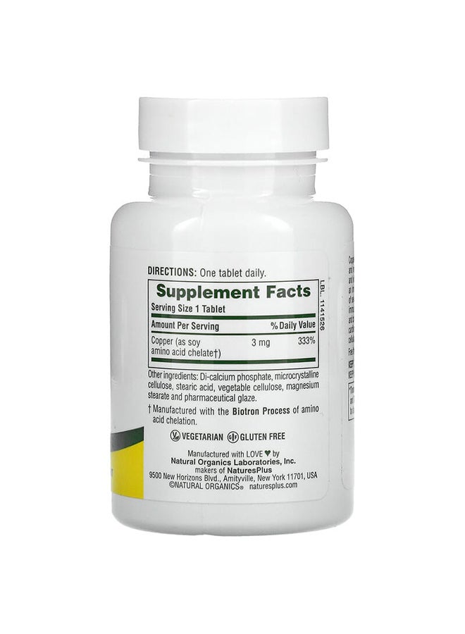 Nature's Plus - Copper 3 mg Dietary Supplement - 90 Tablets - Image 1