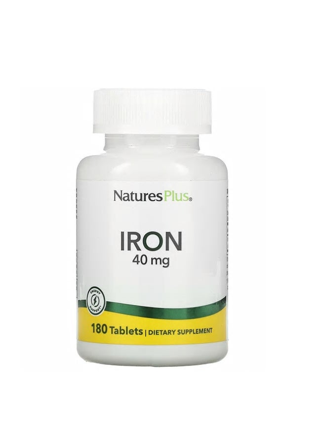 Nature's Plus Iron 40 mg Dietary Supplement - 180 Tablets - Image 1