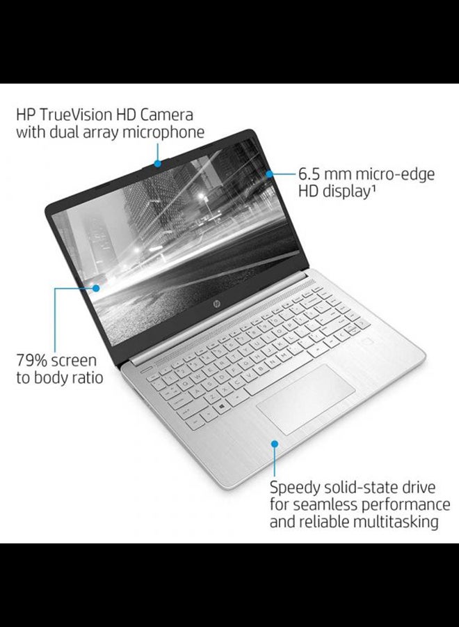 HP - 14-DQ2089WM (Upgraded Version) Laptop With 14-Inch HD Display, 11th Gen Core i3-1115G4 Processor/8GB RAM/256GB SSD/Integrated Graphics/Windows 10/International Version English Silver - Image 1