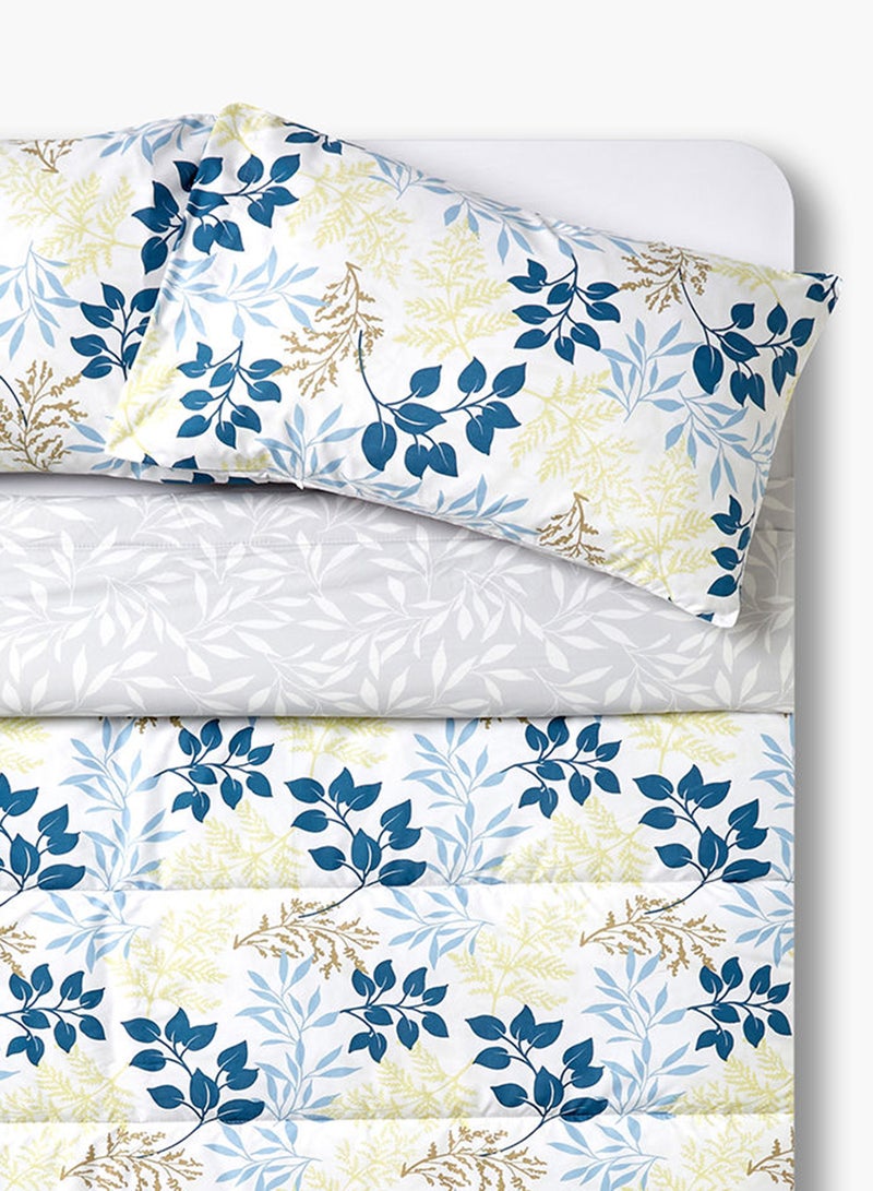 Amal - Comforter Set King Size- All Season Everyday Use Bedding Set Extra Soft Microfiber With 1 Comforter 220 x 240cm+ 2 Pillow Covers 50X75 Cm - White/Blue/Yellow 220 x 240cm Polyester White/Blue/Yellow 220 x 240cm - Image 1