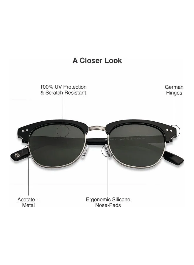 John Jacobs John Jacobs Unisex Adult Clubmaster Sunglasses (Black Frame, Green Lens) (Small) (Pack of 1)