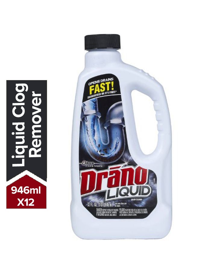 درانو طقم مزيل الانسداد السائل من 12 قطعة شفاف 946ملليلتر